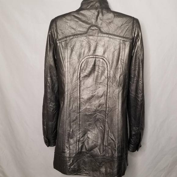 Elie Tahari metallic leather leather jacket Size Small - Picture 5 of 10